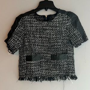 NWT| Zara tweed top with leather trim details|XS

24